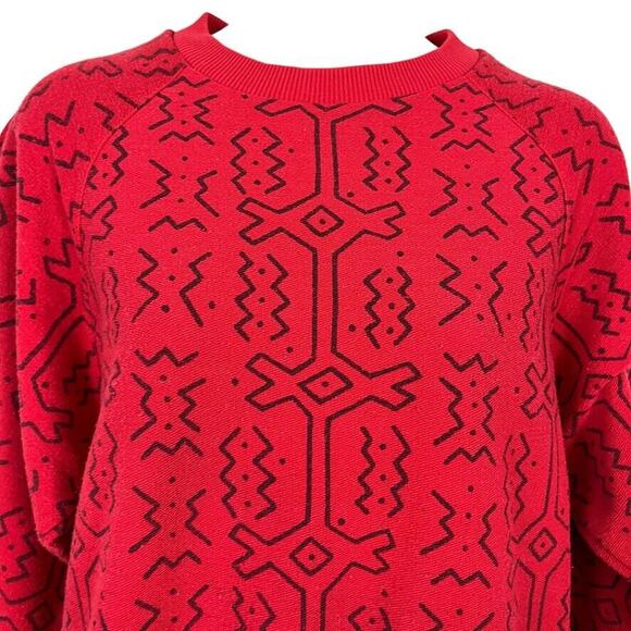 QW Avant Garde Womens Vintage All Over Graphic Print Crew Neck Sweatshirt Red M - Picture 7 of 16